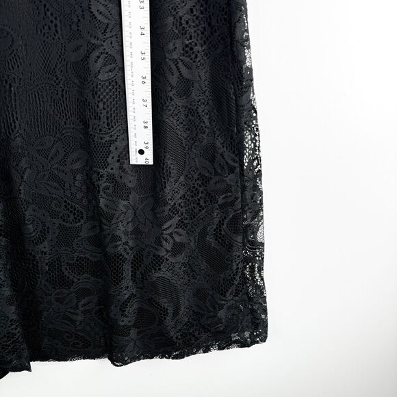 Candalite Petite Long Dress Womens Floral Lace Sleeveless Pleated Maxi Black LP - Picture 5 of 9